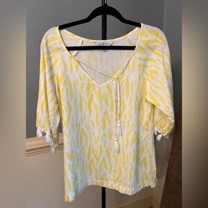 La‎ mer Luxe Yellow and White Patterned Blouse zebra medium